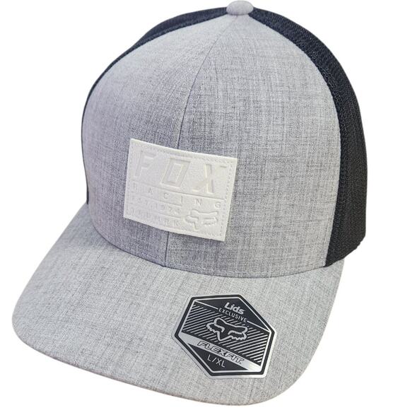 Fox Moto Racing FlexFit Gray Black Baseball Hat Cap Lid Size L / XL NWT - Picture 1 of 6